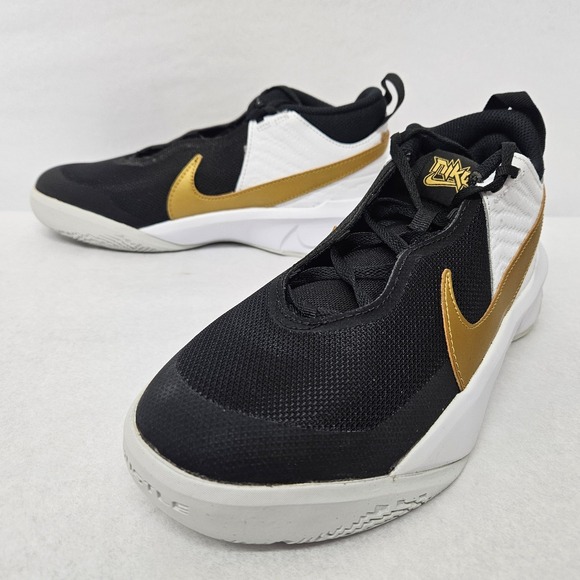 Nike Youth Team Hustle D 10 Basketball Shoes CW6735-002 Black Gold White Sz 6.5Y - Picture 4 of 11